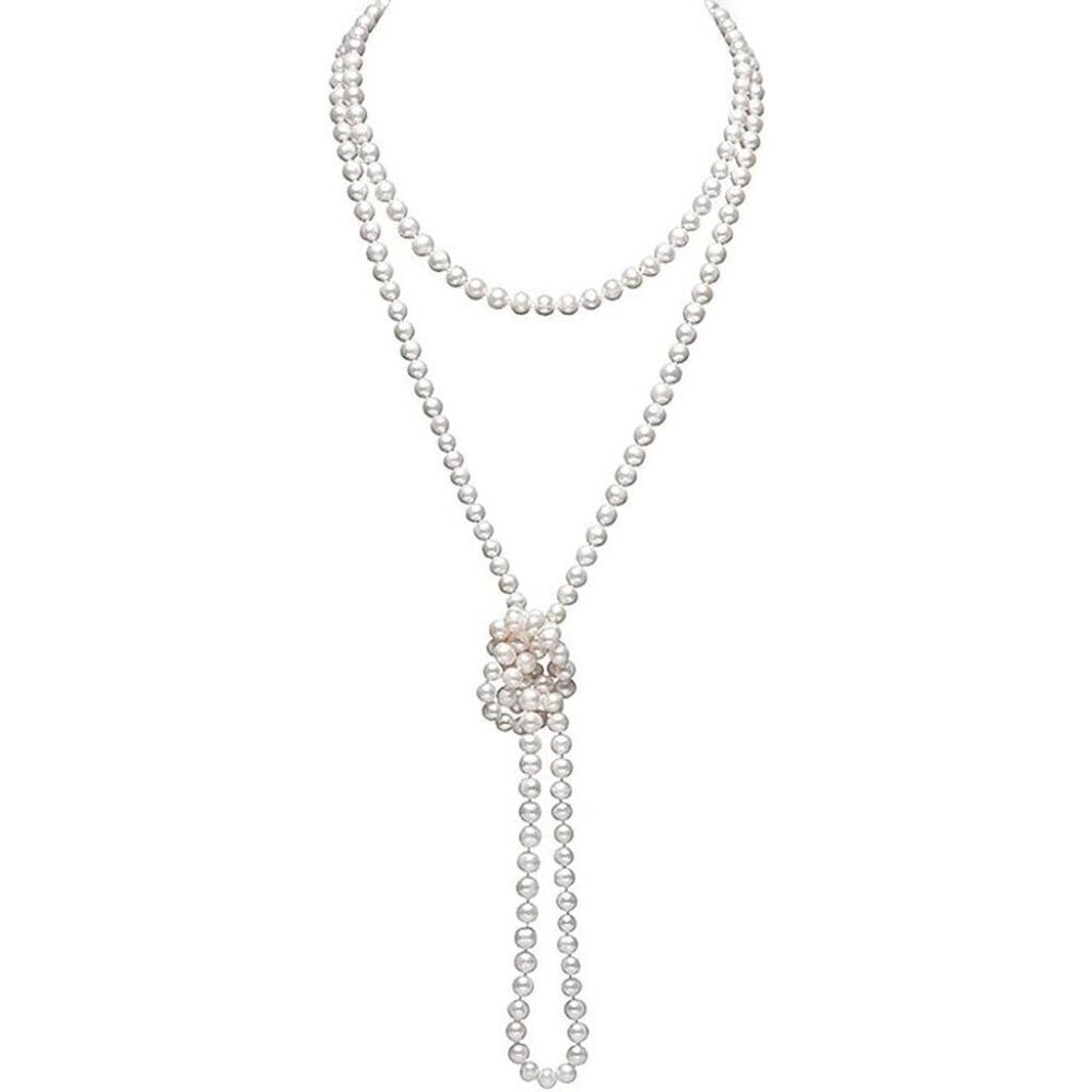 1920s Pearl Beads Necklace Faux Pearls Flapper Long Costume Jewelry